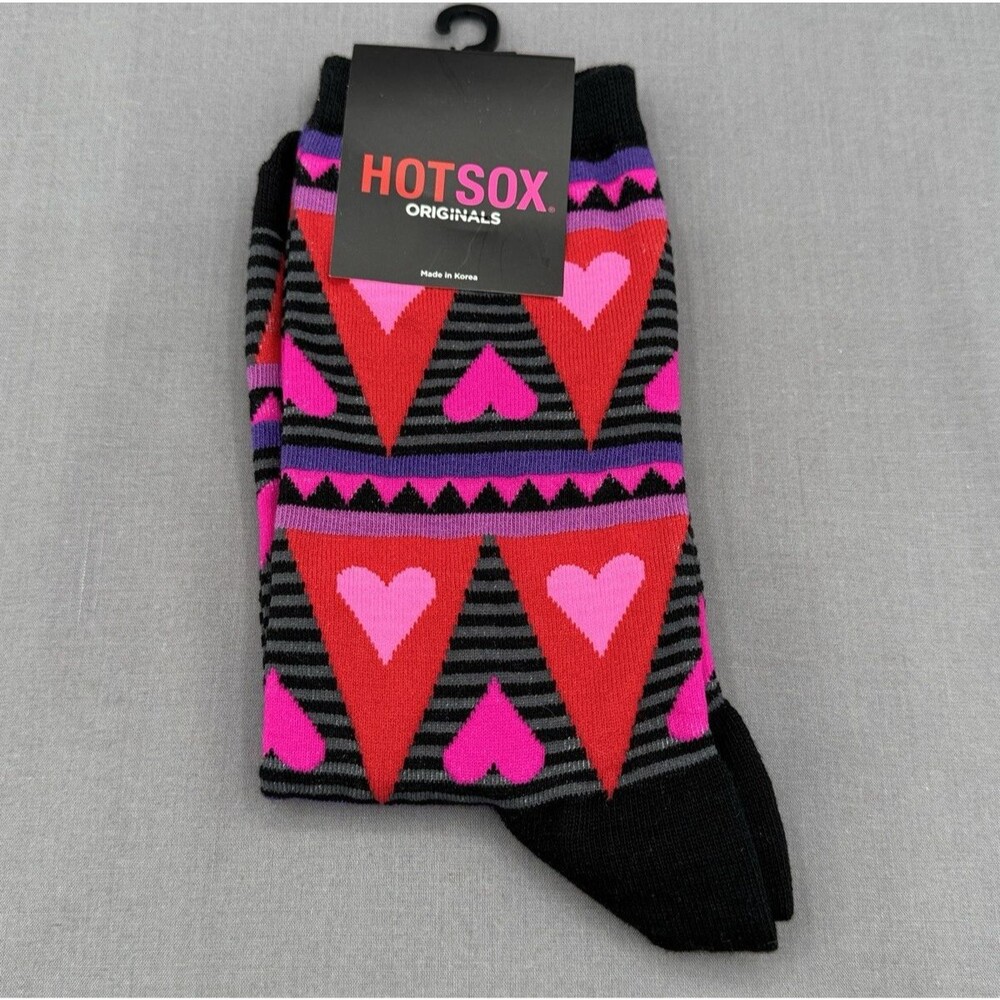 Hot Sox Crew Sock Size 9-11 Hearts Valentines NWT Cute